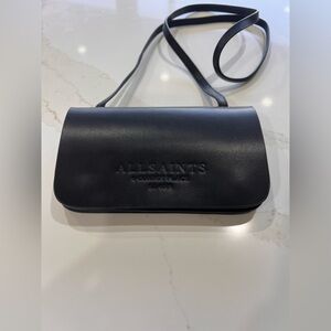 AllSaints Black Leather Crossbody Bag